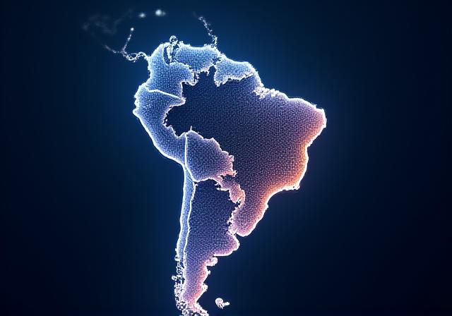 Representação visual de redes neurais sobrepostas ao mapa tecnológico do Brasil